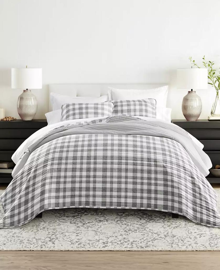 IENJOY HOME Watercolor Plaid Reversible 3-Pc. Quilt Set