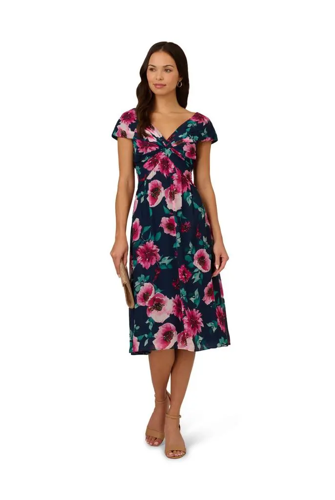 Adrianna Papell Printed front twist midi dress 4