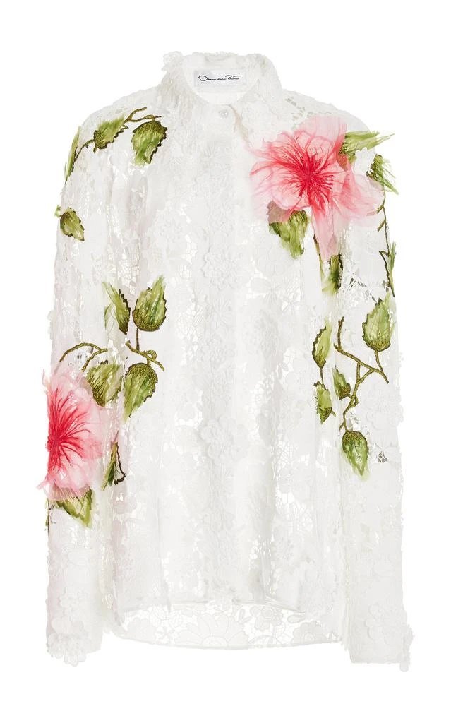Oscar de la Renta Oscar de la Renta - Floral-Embroidered Lace Blouse - White - US 16 - Moda Operandi 1