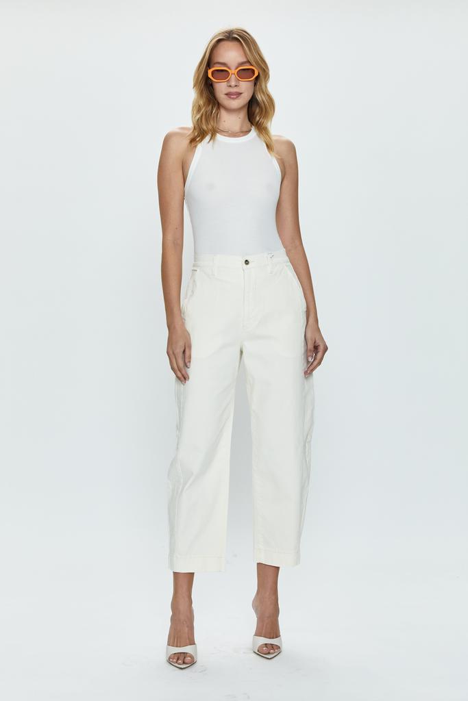Pistola Denim Eli High Rise Arched Trouser - Eggshell
