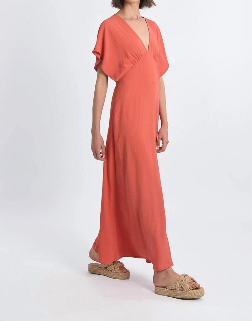 Molly Bracken Long Vneck Maxi Dress In Coral 1