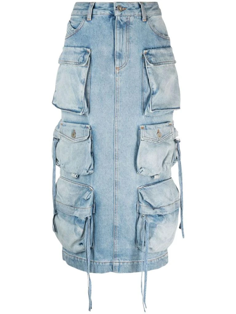 The Attico THE ATTICO - Denim Cargo Midi Skirt 1