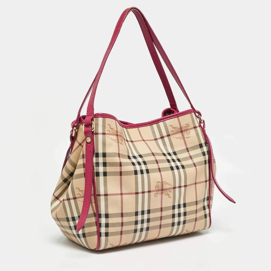 Burberry Burberry Pink/Beige Haymarket Check Coated Canvas and Leather Small Canterbury Tote 3