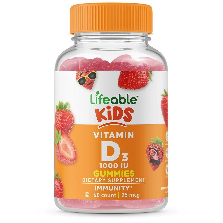 Lifeable Kids Vitamin D3 1000 IU - Immunity - Gummies Strawberry