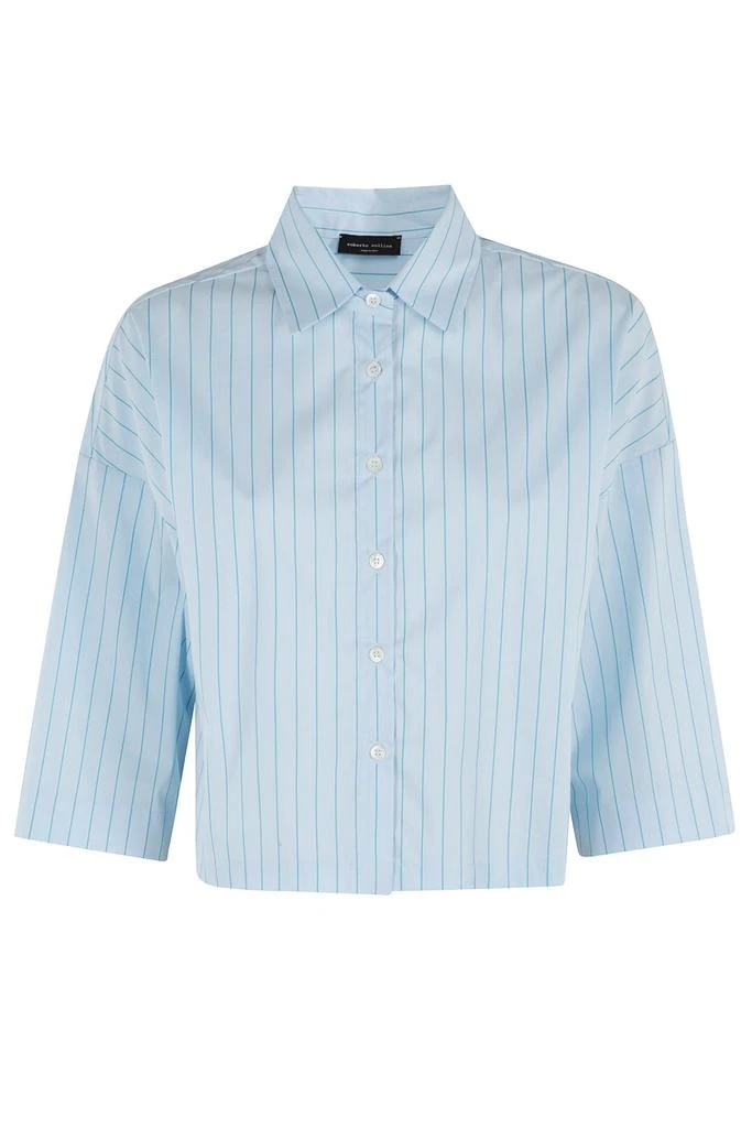 ROBERTO COLLINA Roberto Collina Striped Cropped Shirt 1