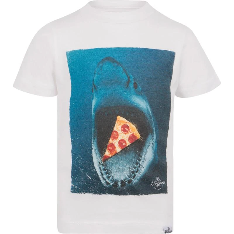 Kid Dangerous Jaws pizza t shirt in white 1