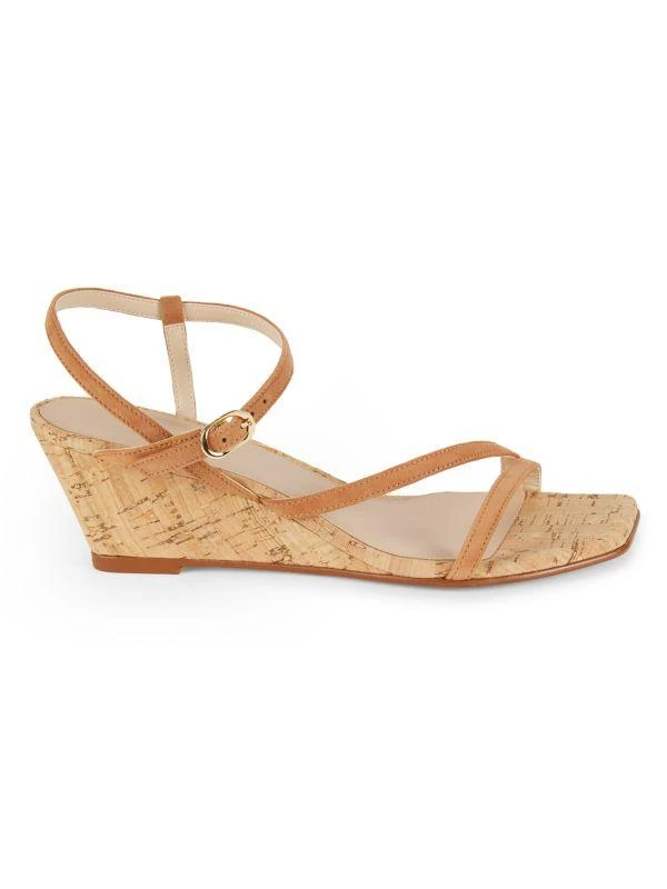 Stuart Weitzman Oasis 50MM Suede Cork Wedge Sandals 1
