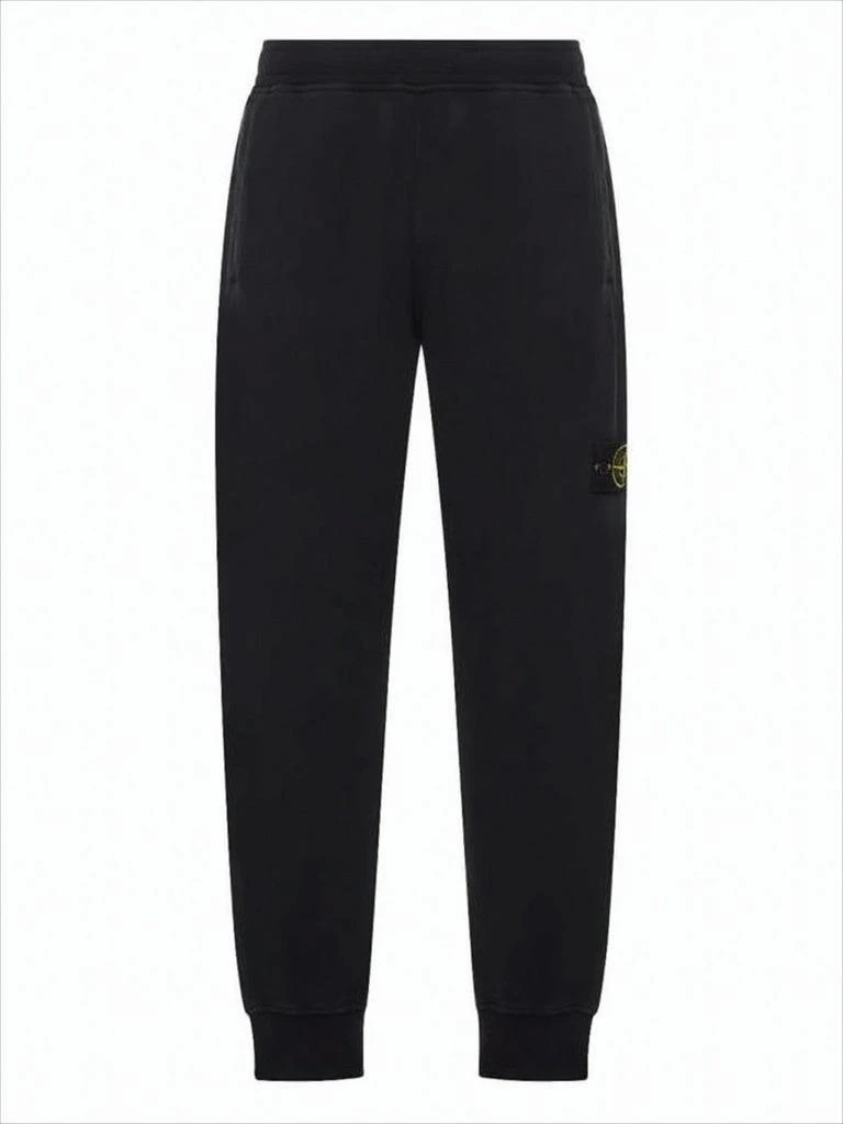 Stone Island Tapered Black Jogger Pants with Ribbed Cuffs