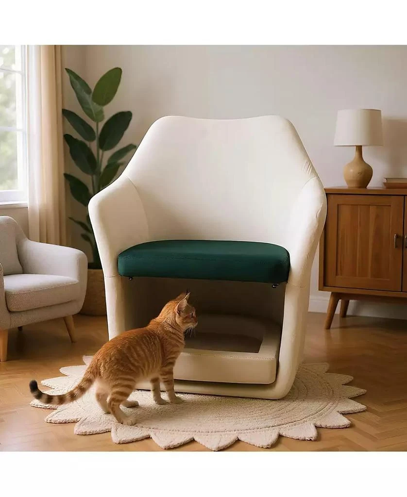AOSTIRMOTOR Mid Century Modern Accent Chair - Pet-Friendly 2-in-1 Soft Fabric Armchair, White 7
