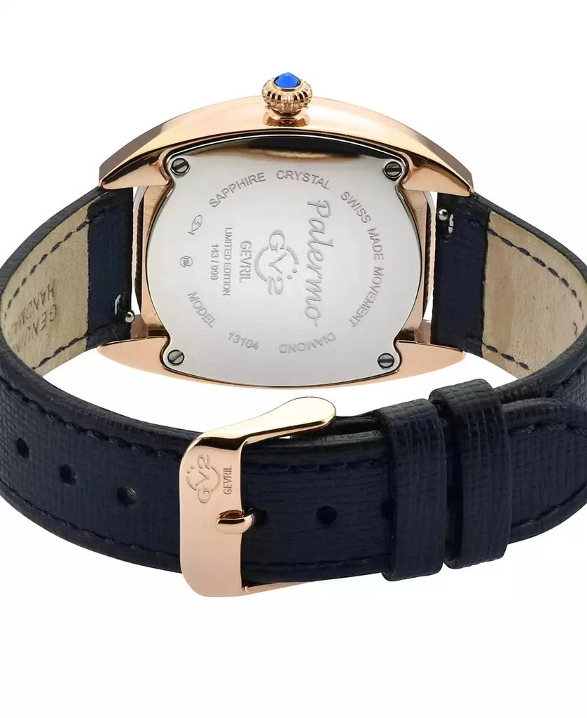 Gevril Women's Palermo Swiss Quartz Blue Leather Watch 35mm 3