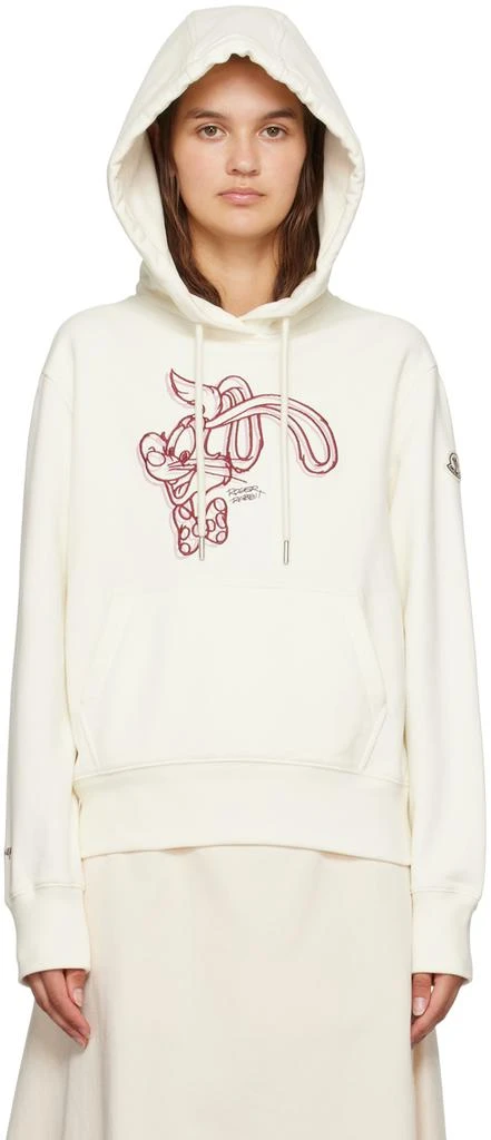 Moncler White Embroidered Hoodie 1