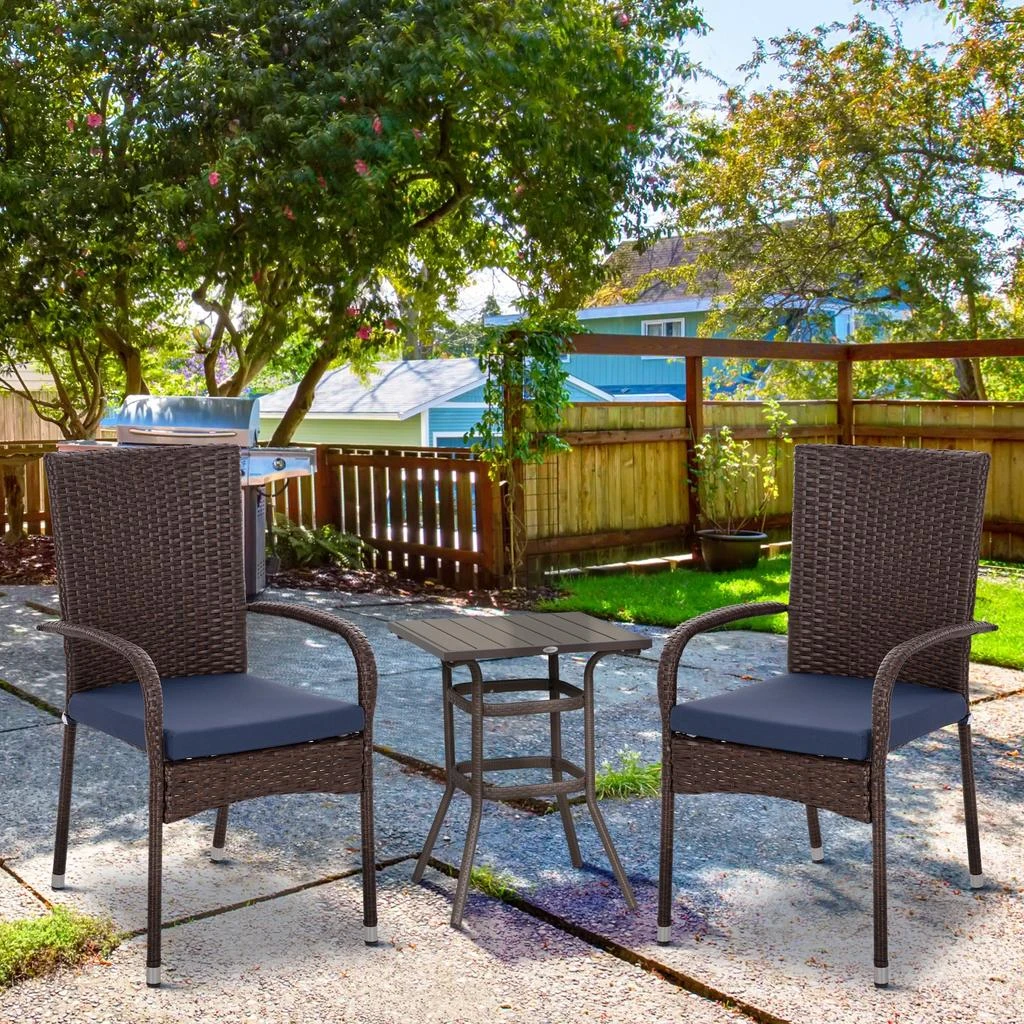 Hivvago Stackable Patio Dining Chair with Cushion 2