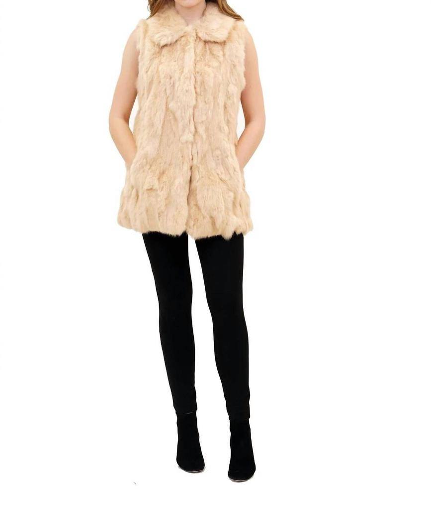 Love Token Faye Spread Collar Genuine Real Rabbit Fur Vest