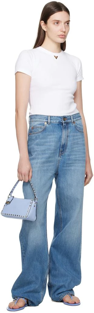 Valentino Blue Rockstud Flat Rubber Sandals 5