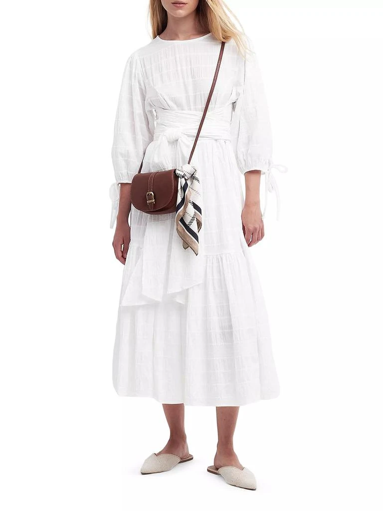 Kelburn Tie-Waist Cotton-Blend Midi-Dress  On Sale Now with Up to 63% Off  | Discover Exclusive Deals & Savings at BeyondStyle  Authentic Barbour  women's|dresses|Women's|three-quarter sleeve|a-line|cotton|midi|women's  apparel|crewneck|modern|solid ...