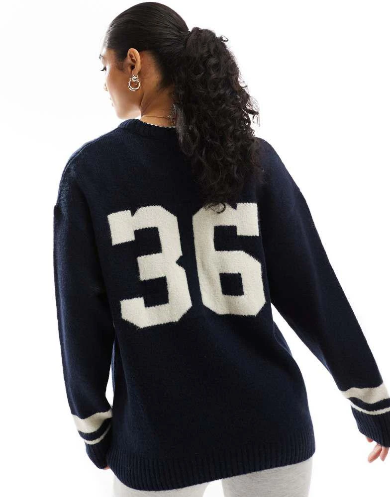 Stradivarius Stradivarius USA jumper in navy 2