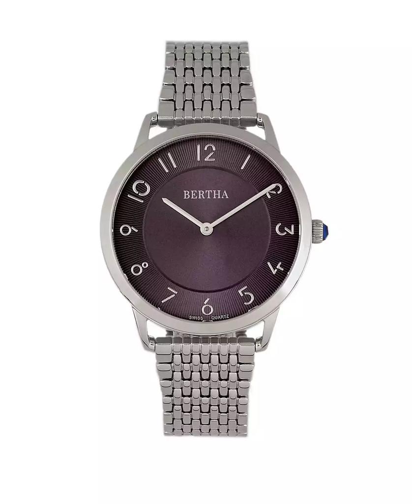 BERTHA Quartz Abby Collection Silver And Black Stainless Steel Watch 33Mm