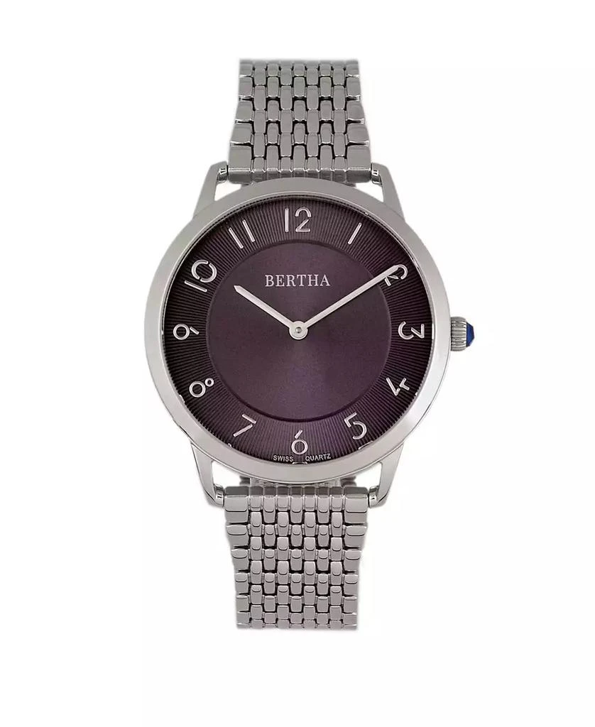 BERTHA Quartz Abby Collection Silver And Black Stainless Steel Watch 33Mm 1