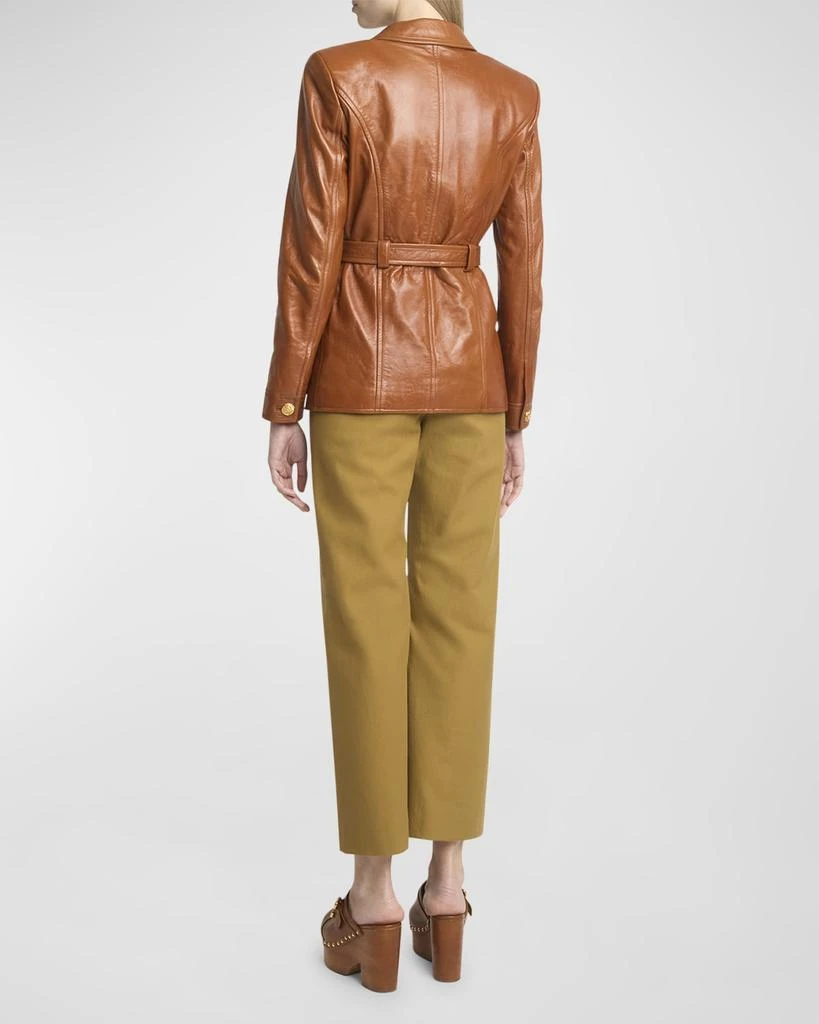 Chloé Glossy Leather Belted Military Jacket 4