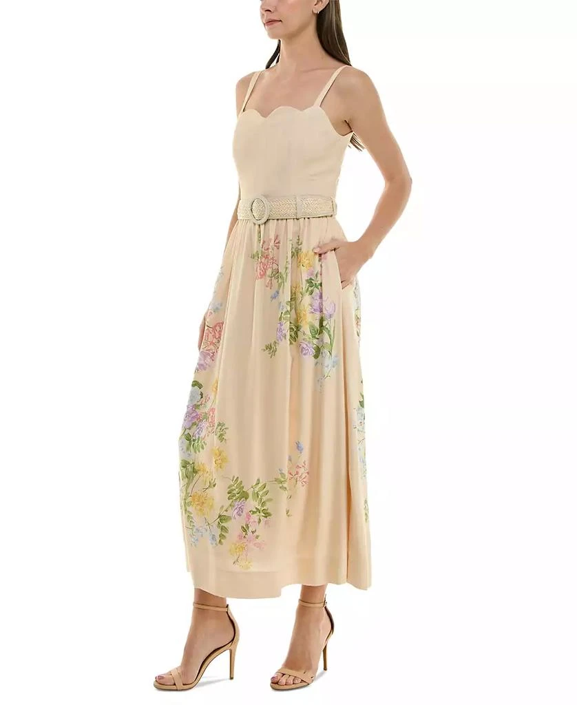 Taylor Women's Floral-Print Belted Fit & Flare Dress 3