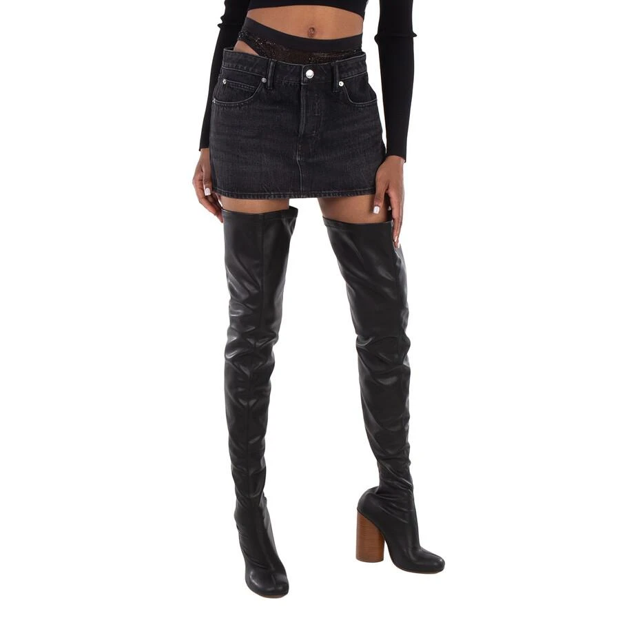 Alexander Wang Crystal Hotfix Mini Denim Skirt