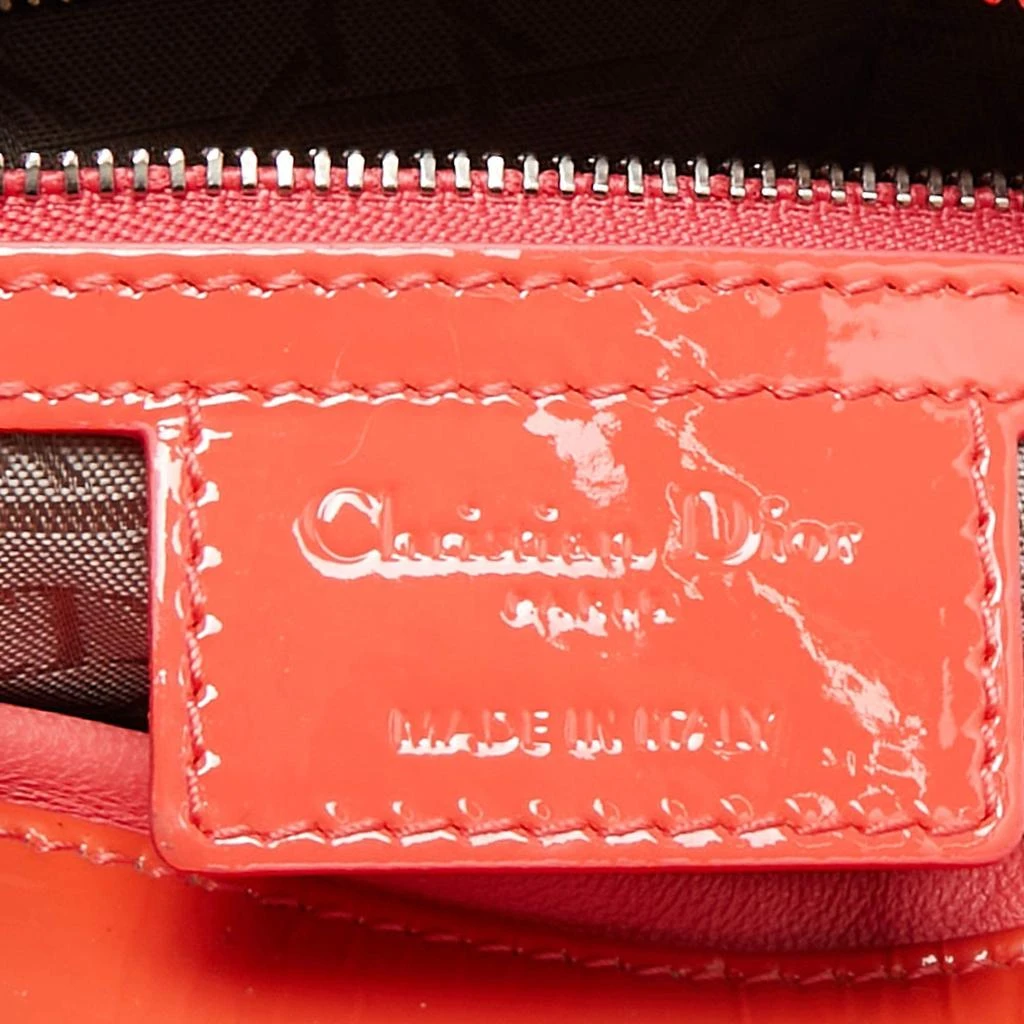 Dior Dior Orange Cannage Patent Leather Large Lady Dior Tote 12