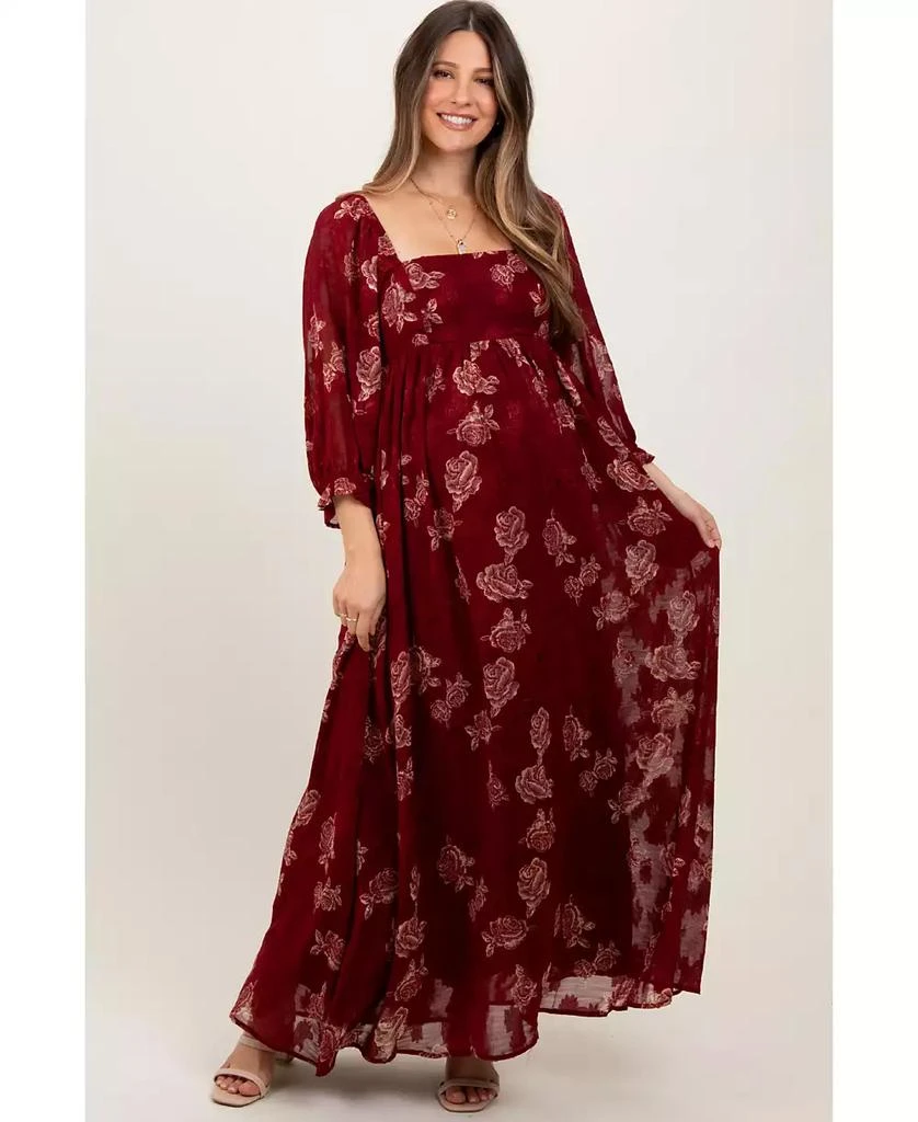 Pinkblush Maternity Burgundy Multi Floral Textured Peasant Babydoll Maxi  Dress - Dresses & Skirts - Compare Prices from 6+ Stores - Free Shipping