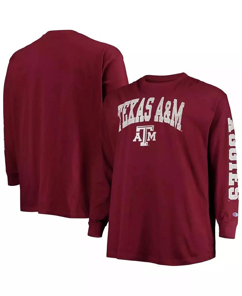 CHAMPION Men's Maroon Texas A&M Aggies Big and Tall 2-Hit Long Sleeve T-shirt 1
