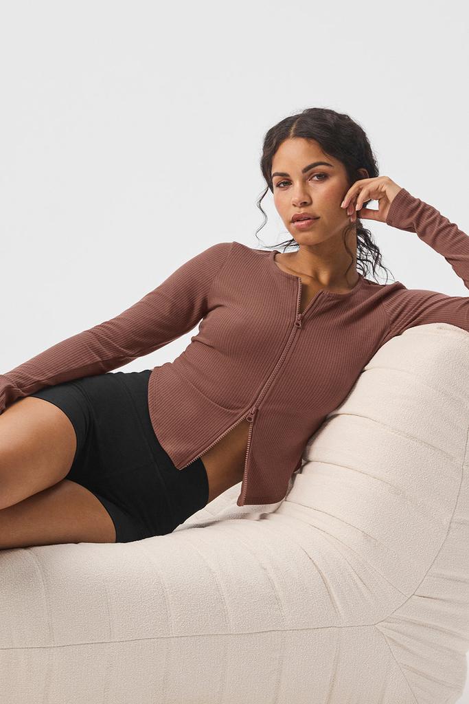 Alo Yoga Ribbed Stardust Jacket - Chestnut