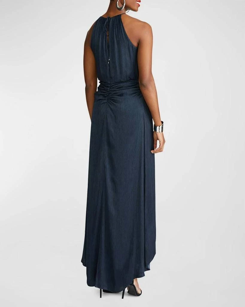 HALSTON Women
s Slub Micro Satin Gown In Navy 2
