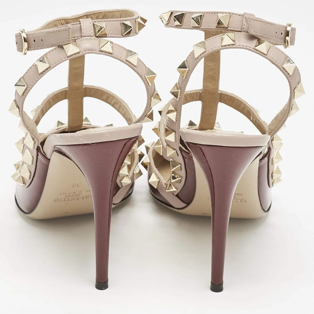 Valentino Valentino Burgundy Patent Leather Rockstud Ankle Strap Pumps Size 38 5