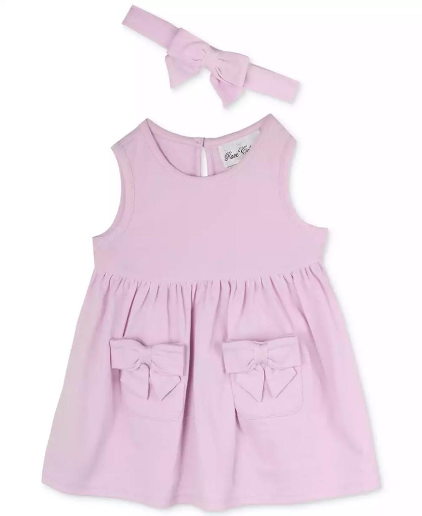 Rare Editions Baby Girls Tank Dress with Pockets & Headband, 2 Piece Set