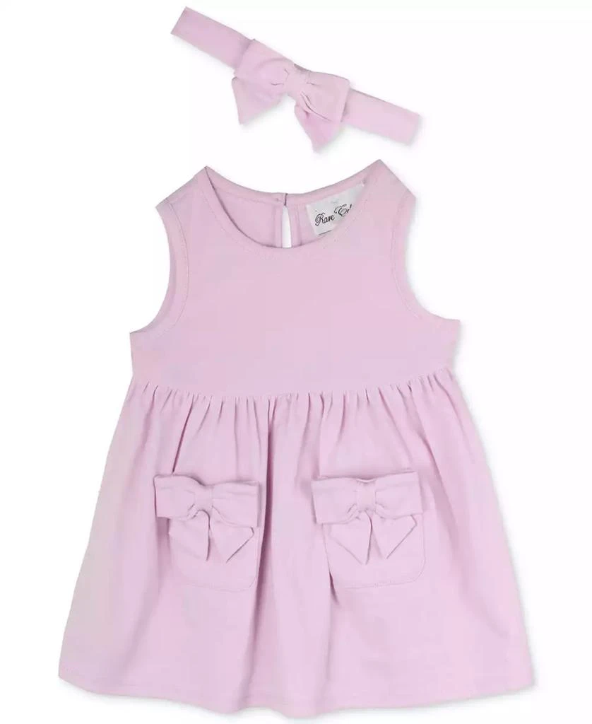 Rare Editions Baby Girls Tank Dress with Pockets & Headband, 2 Piece Set 1