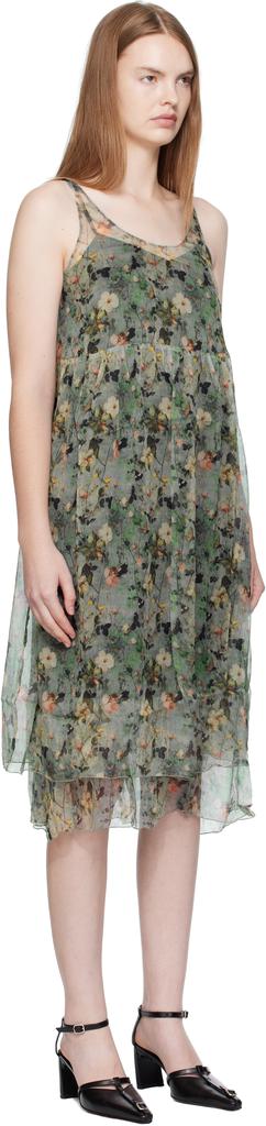 R13 Green Gathered Tank Midi Dress