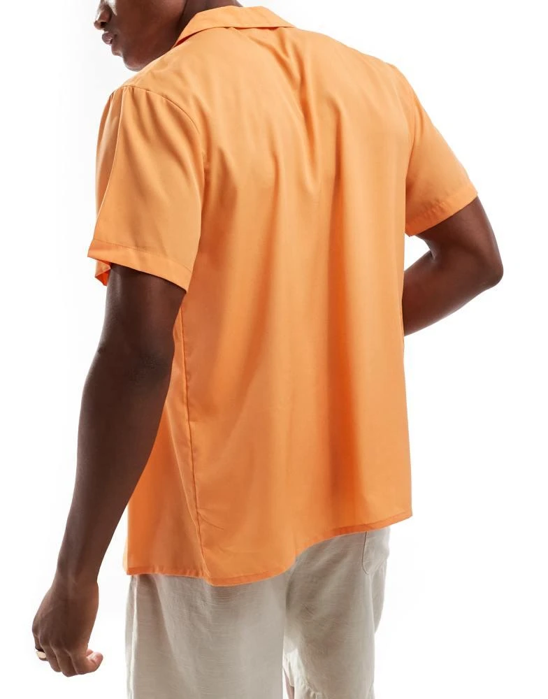 Another Influence Another Influence beach shirt with palm embroidery in apricot 4