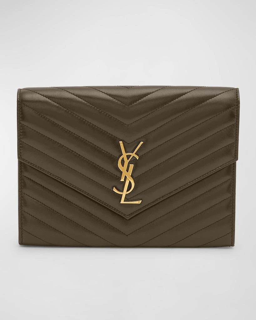 Yves Saint Laurent YSL Monogram Flap Clutch Bag in Smooth Leather 1