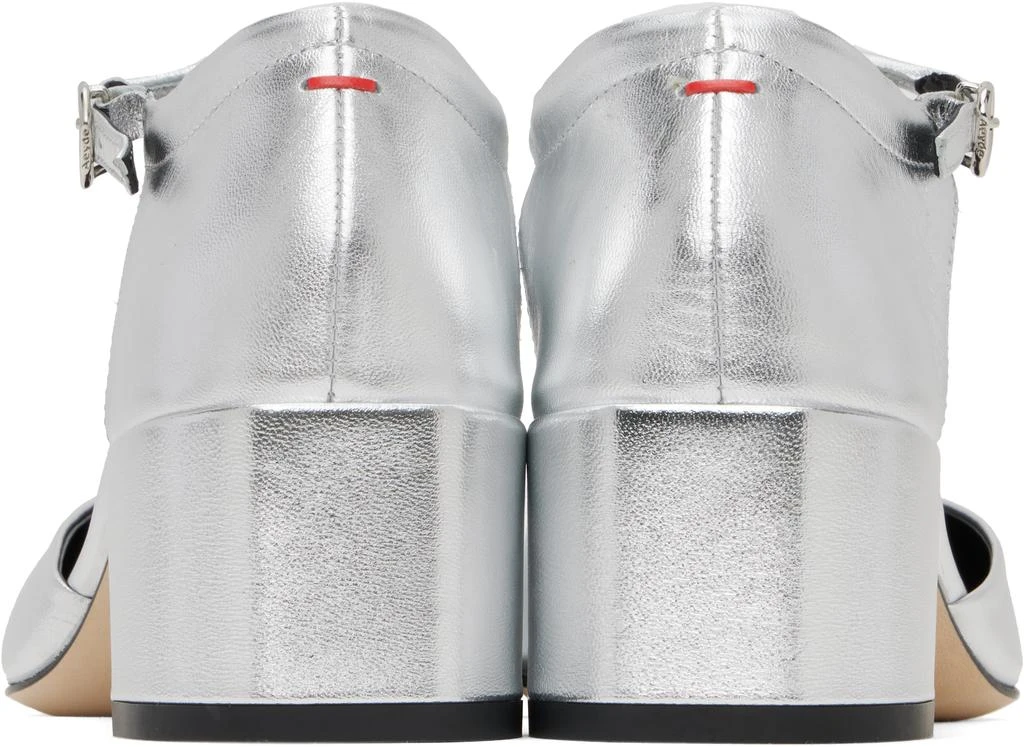AEYDE Silver Magda Leather Mary-Jane Heels 2