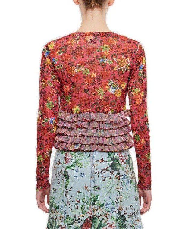 Molly Goddard Molly Goddard Floral Printed Knitted Cardigan