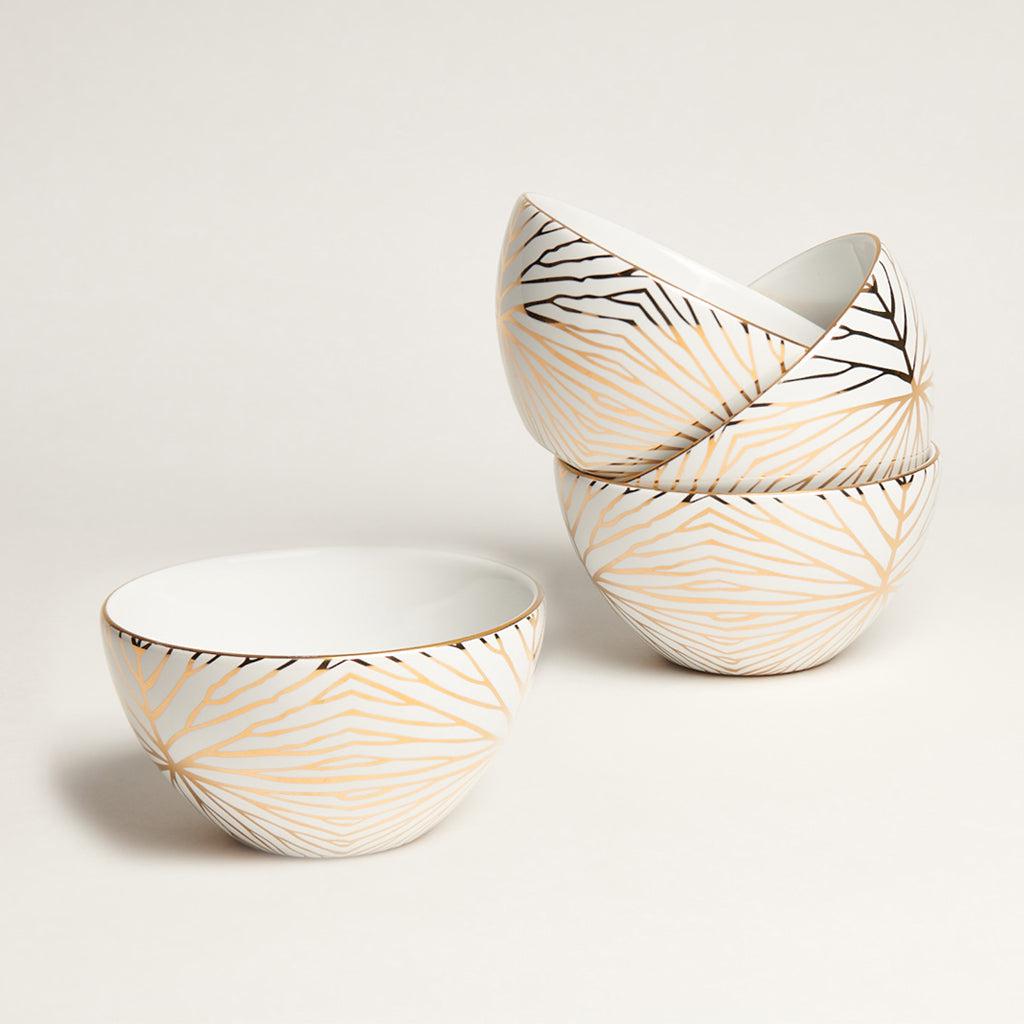 ANNA New York Talianna Lilypad Dessert Bowls S/4, White w/Gold
