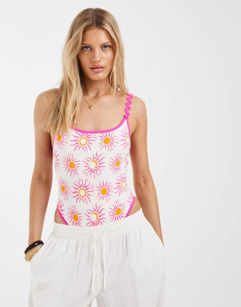 River Island River Island sun print swimsuit in white