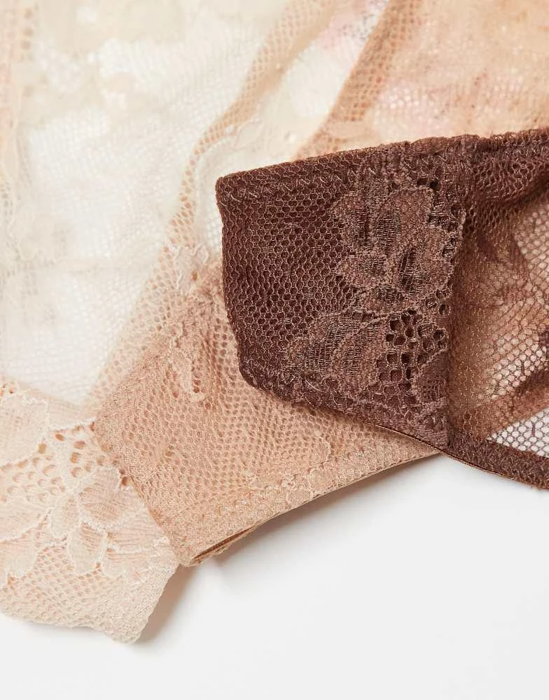 Boux Avenue Boux Avenue cora scallop lace tanga thong 3 pack in multi 4