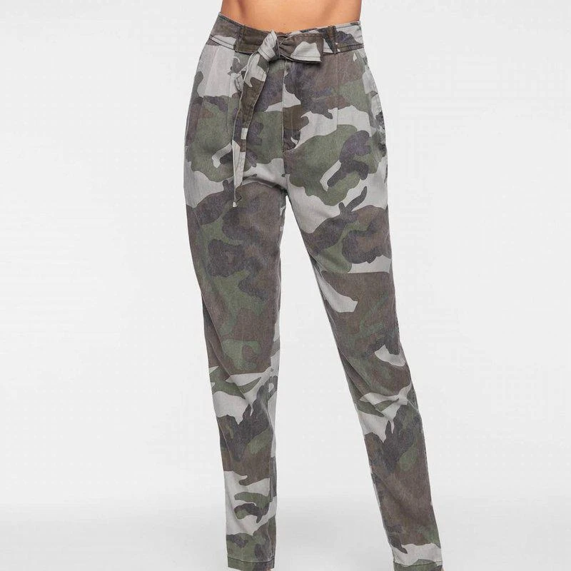 Pam & Gela Sash Belt Pant In Camo 1