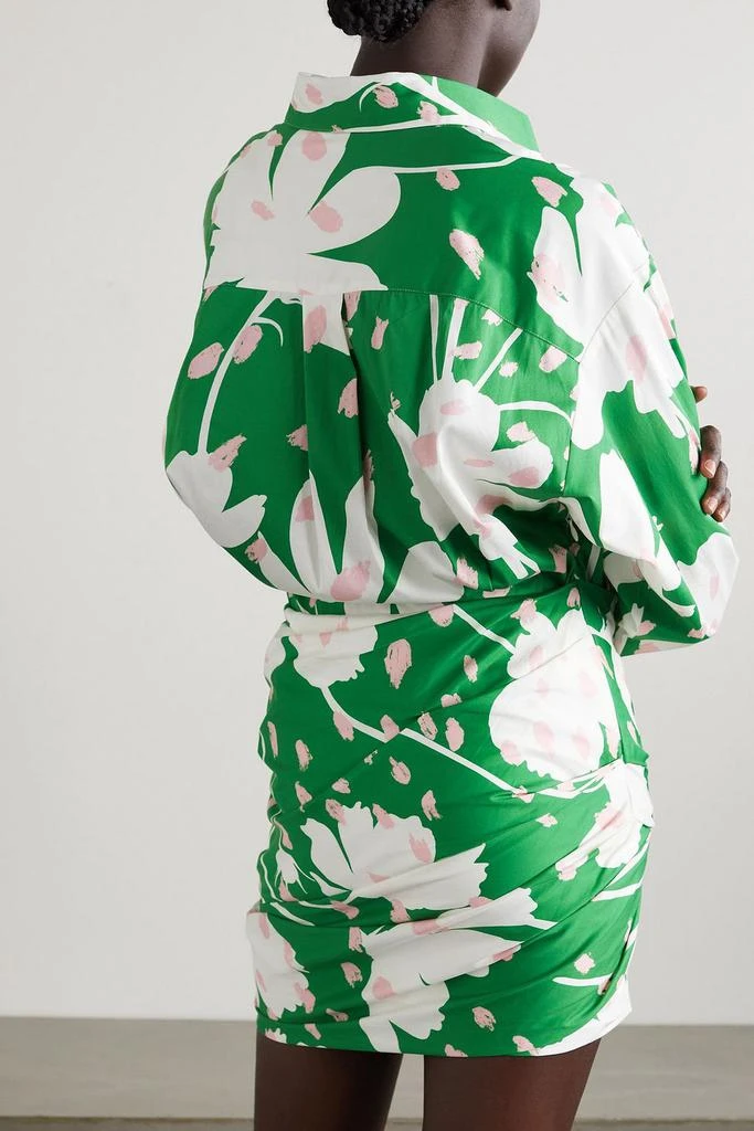 Monse Wrap-effect floral-print cotton-blend poplin mini shirt dress 3