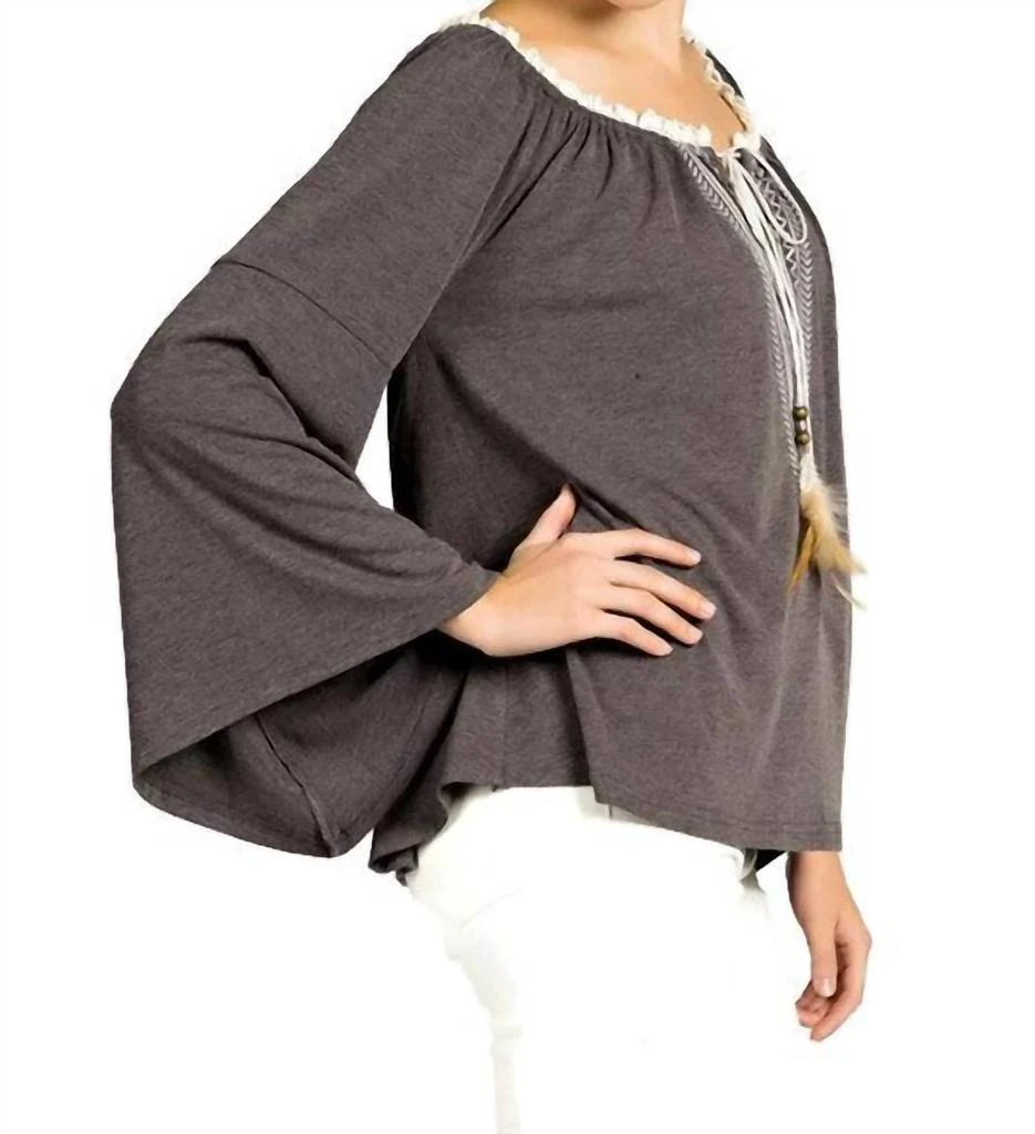 Kori Kori - Embroidered Bell Sleeve Knit Top 2