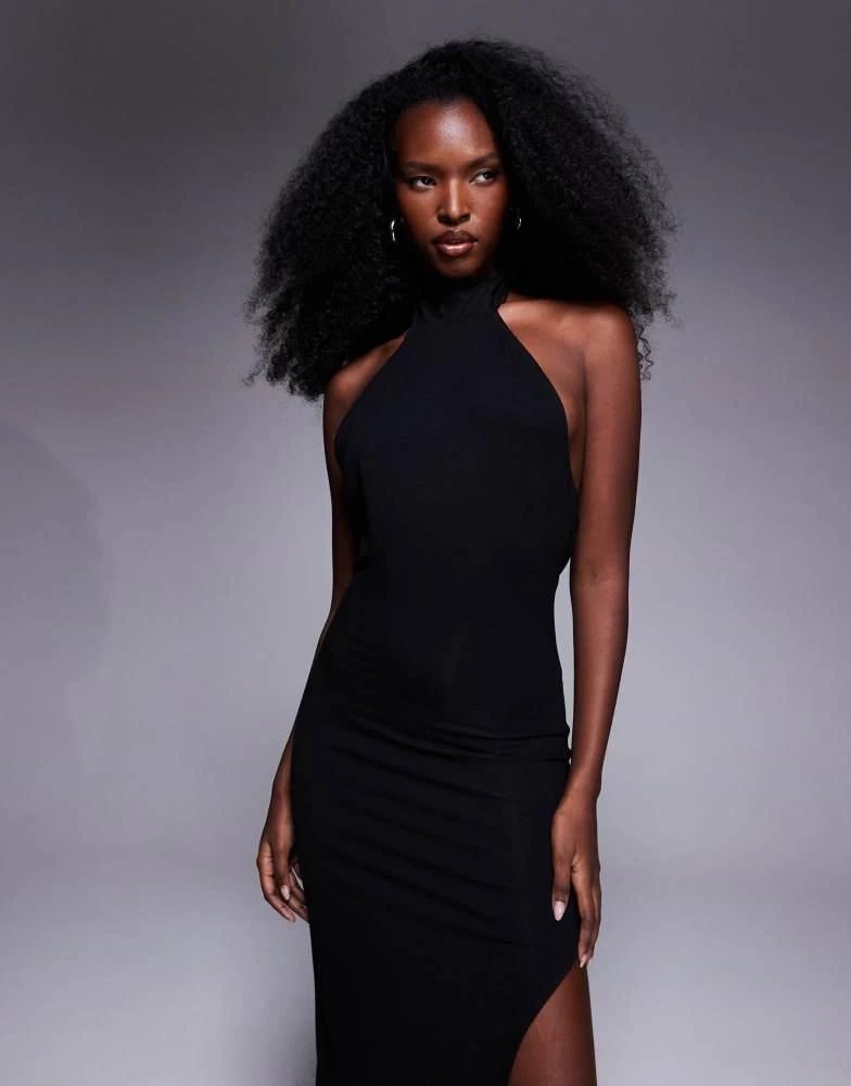 gold bodycon midi dress Golden Shimmer Sleeveless Bodycon Midi Dress with High Neck  Party &  Sera