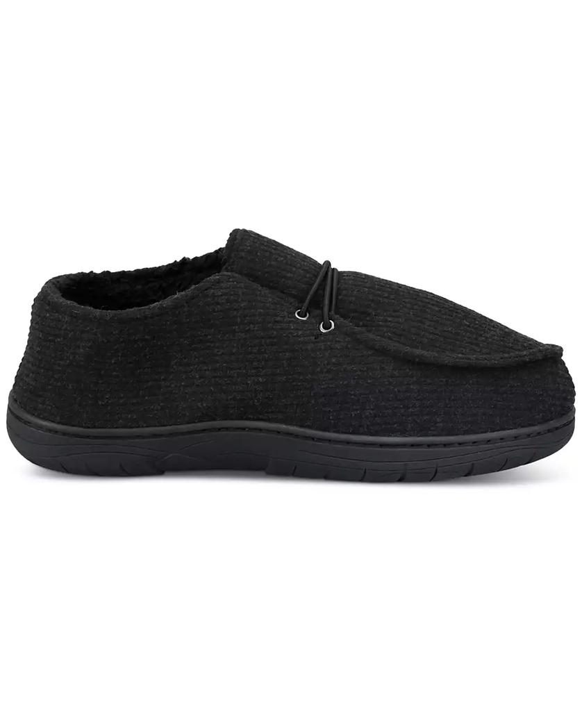 Haggar Men's Ribbed Fabric Chukka Boot Indoor/Outdoor House Slipper with Cozy Fleece Lining