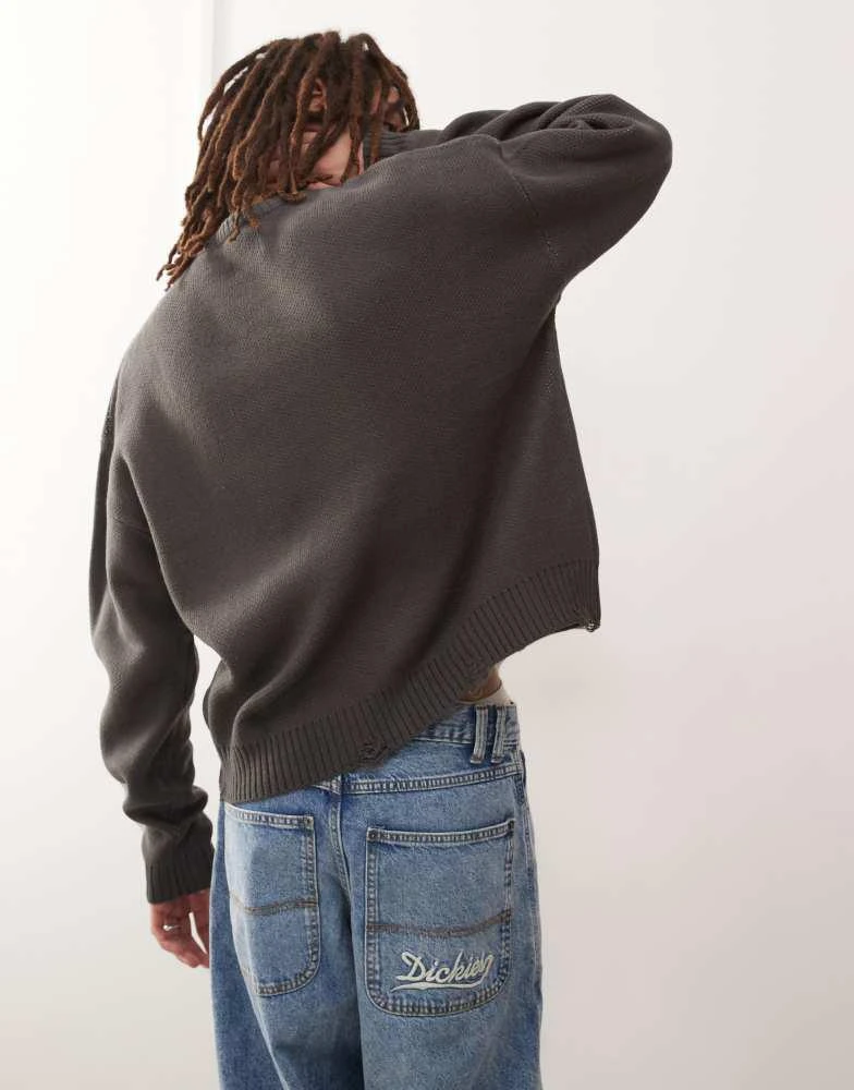 PacSun Pacsun city of angels nibbled jumper in charcoal 4