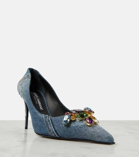 Dolce & Gabbana Crystal-embellished denim pumps 6