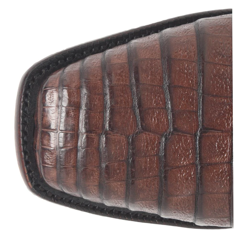 Justin Boots GS 12 Inch French Caiman Square Toe Pull On Cowboy Boots 4