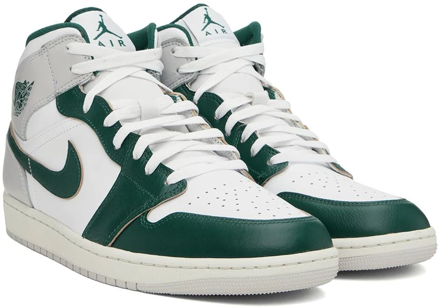 Jordan White & Green Air Jordan 1 Mid SE Sneakers 4